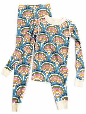 NWOT Hanna Andersson 6-7 Organic 0530 Long Johns Pajamas Dr Seuss 120 cm rainbow